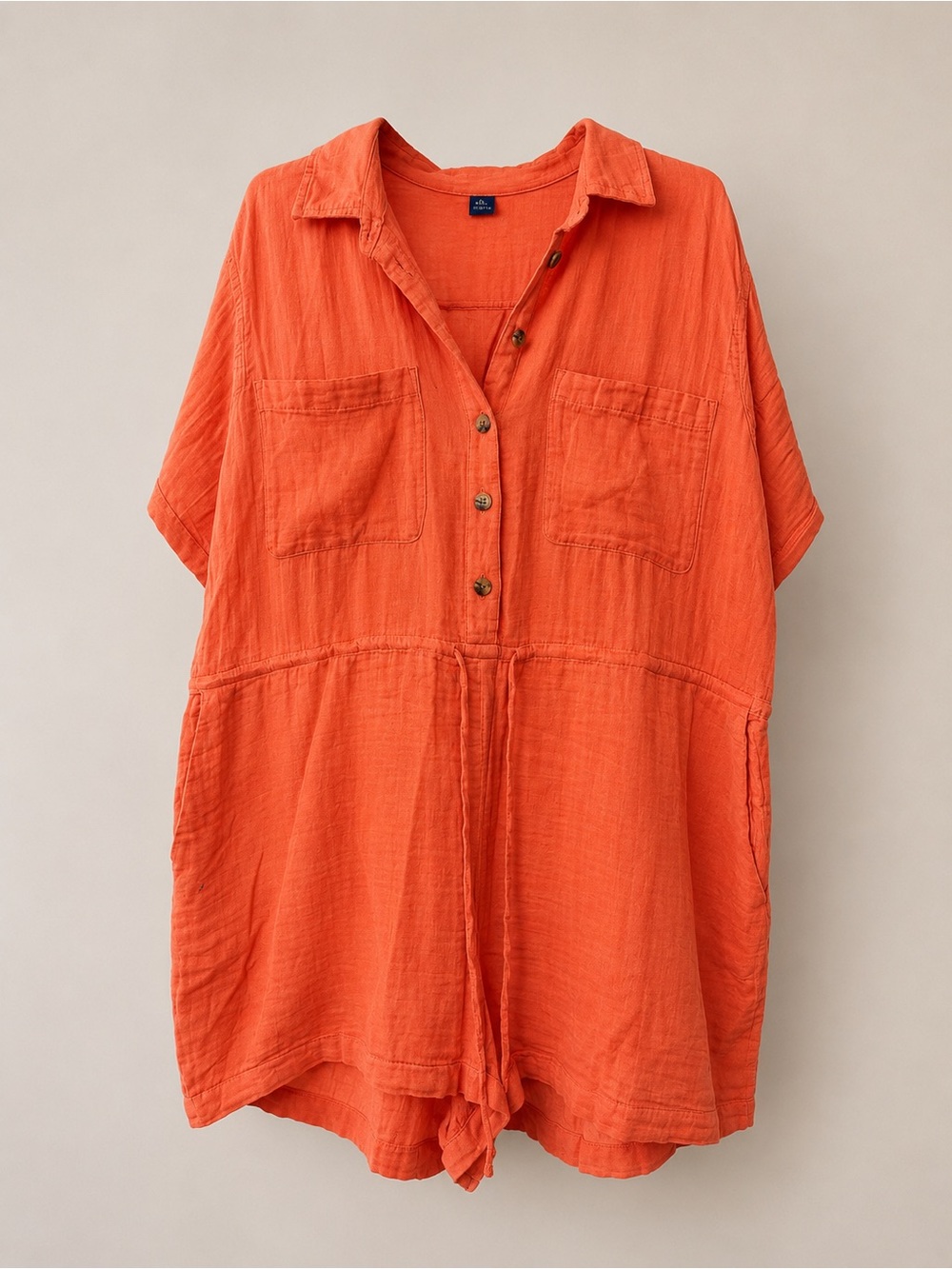 Old Navy Orange Button-Front Tunic Romper